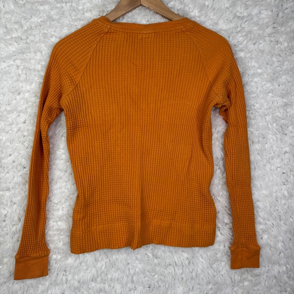 The North Face Womens Orange Waffle Knit Long Sleeve Thermal Top‎ Size S Outdoor - Picture 2 of 8